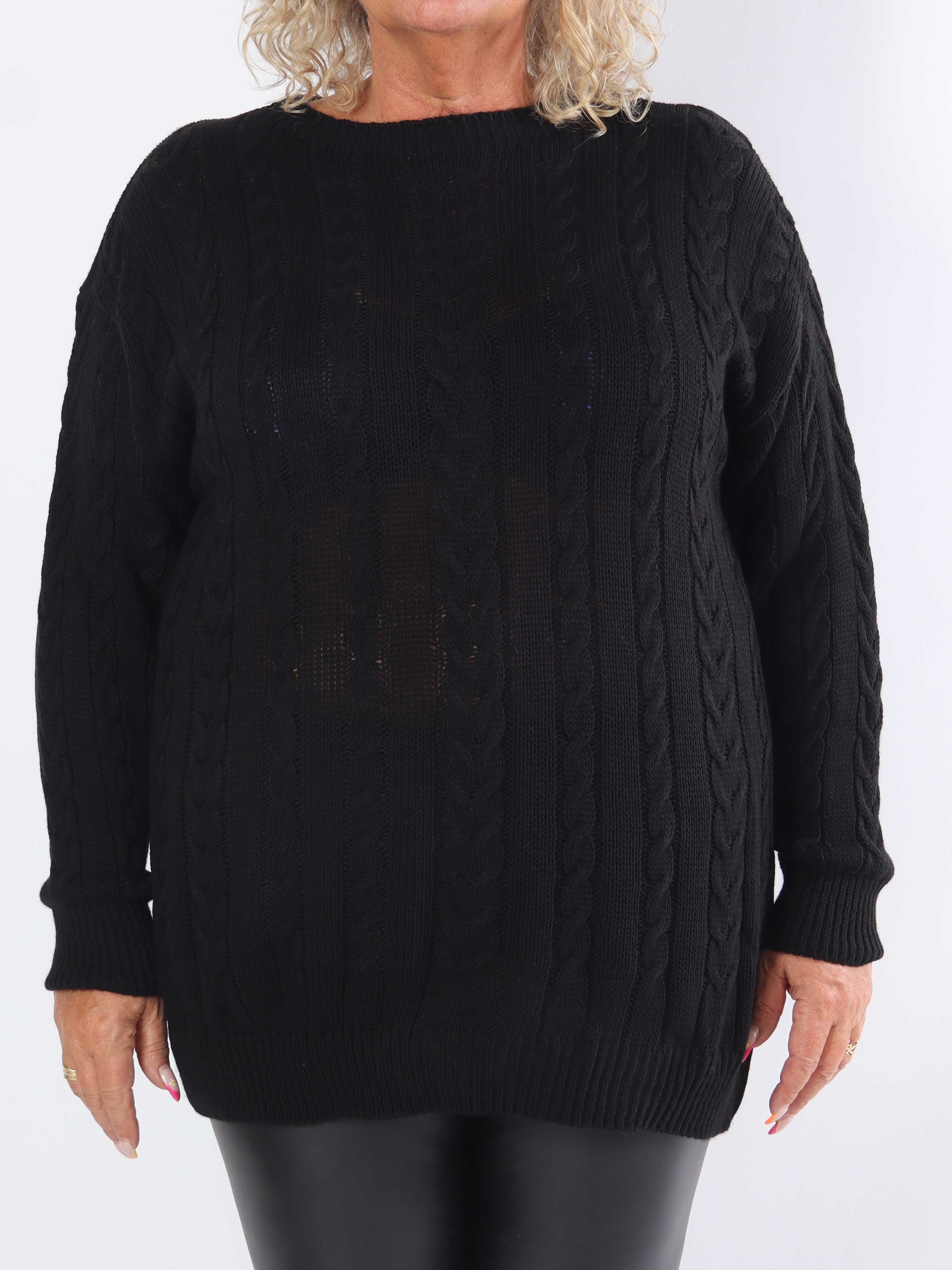 Annisa - Plus size stickad tröja med kabelstickning